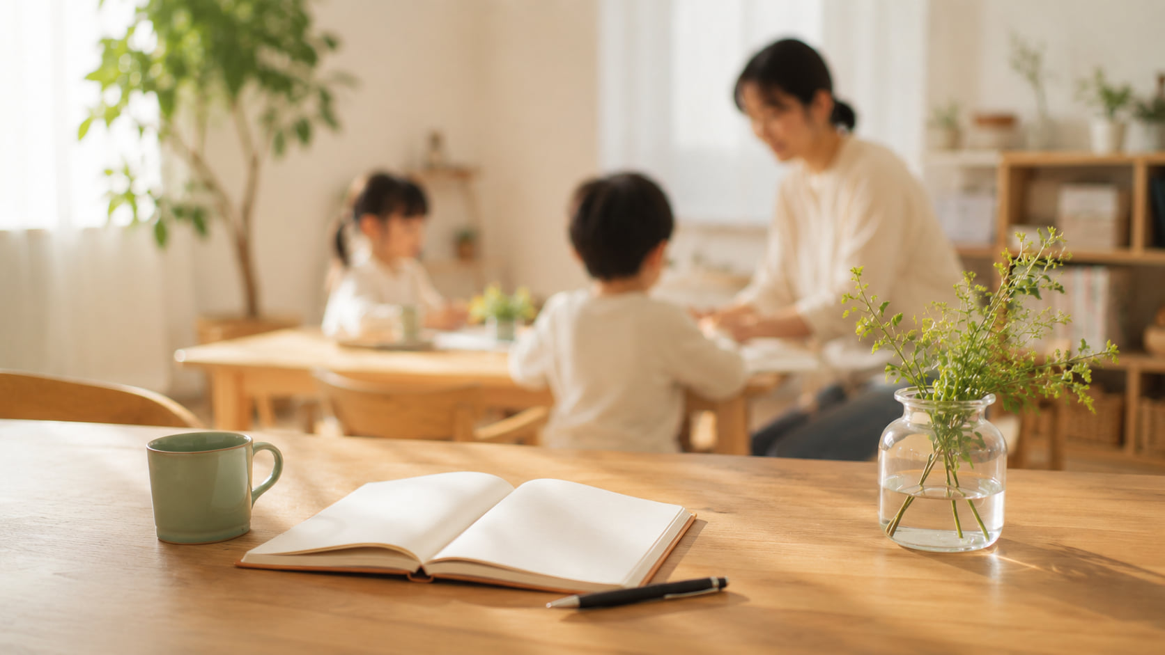 スタッフと子どもの対話の様子。