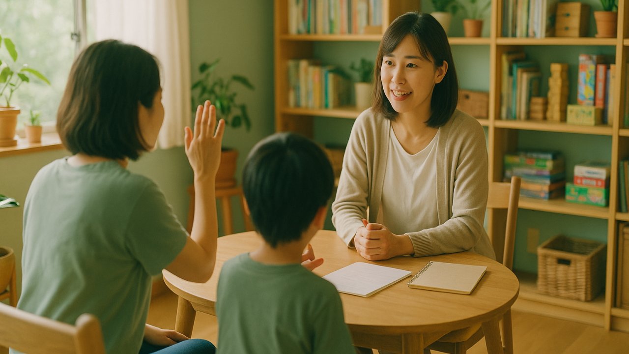 保護者面談の様子(温かい雰囲気での相談風景)