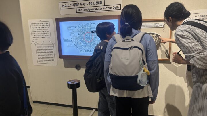 スタッフとお子さんが並んでプログラミングや学習に取り組んでいる様子。横から撮った自然な雰囲気で、顔が映りすぎない構図